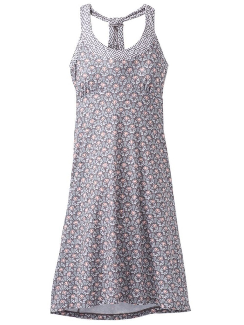 Prana Grey Chemise with Pink Fan-Print and Racerback Tie Medium Casual Like New